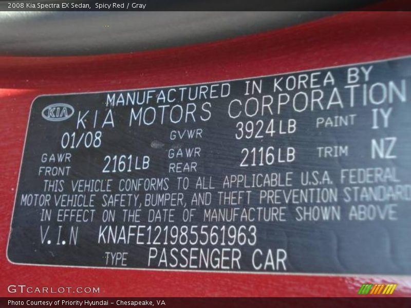 Spicy Red / Gray 2008 Kia Spectra EX Sedan