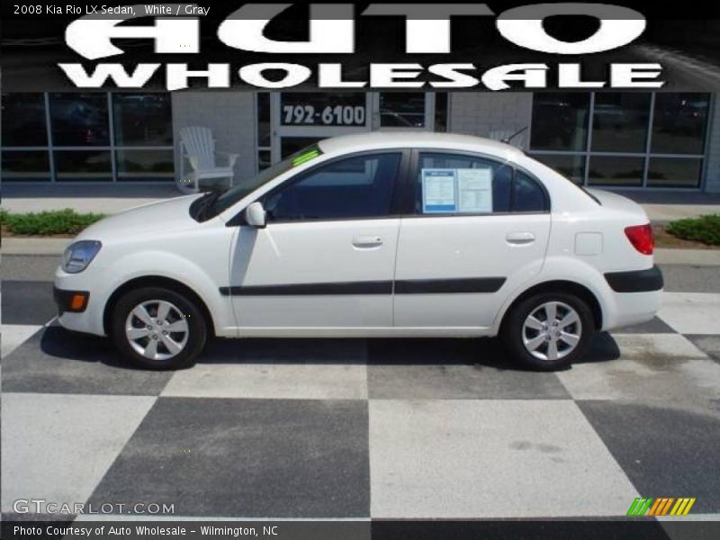 White / Gray 2008 Kia Rio LX Sedan