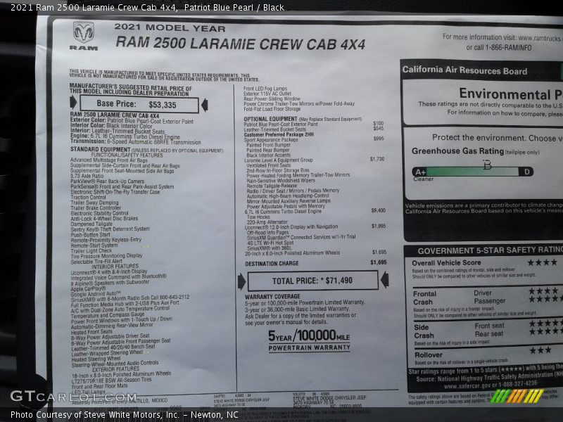 Patriot Blue Pearl / Black 2021 Ram 2500 Laramie Crew Cab 4x4