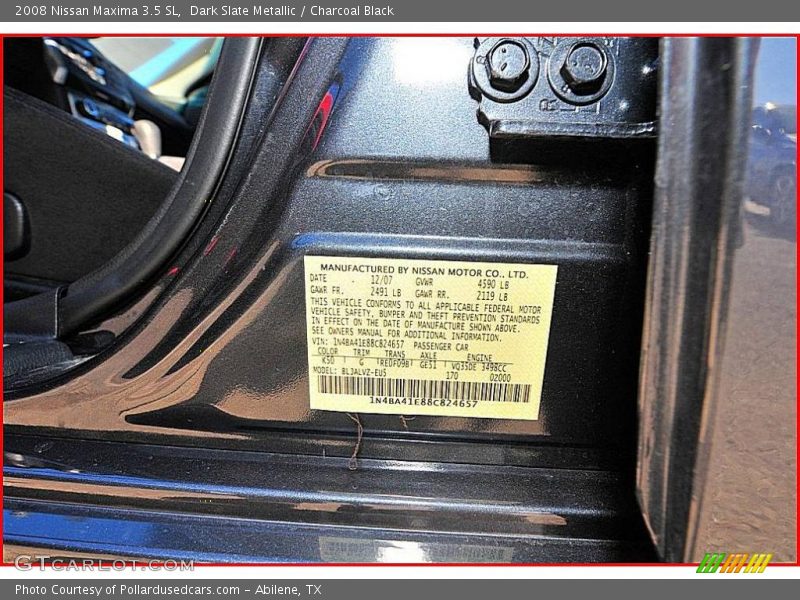 Dark Slate Metallic / Charcoal Black 2008 Nissan Maxima 3.5 SL