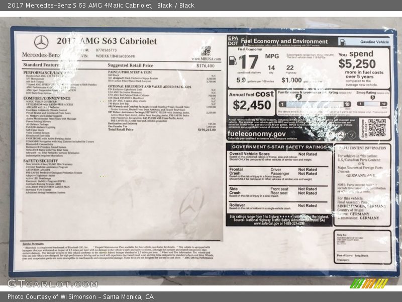 Black / Black 2017 Mercedes-Benz S 63 AMG 4Matic Cabriolet