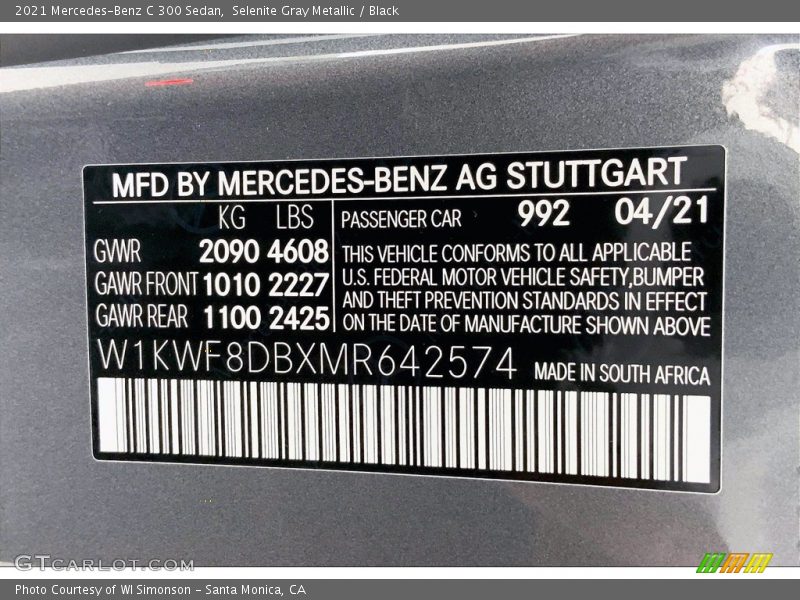 Selenite Gray Metallic / Black 2021 Mercedes-Benz C 300 Sedan