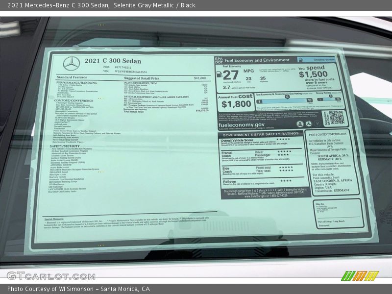 Selenite Gray Metallic / Black 2021 Mercedes-Benz C 300 Sedan