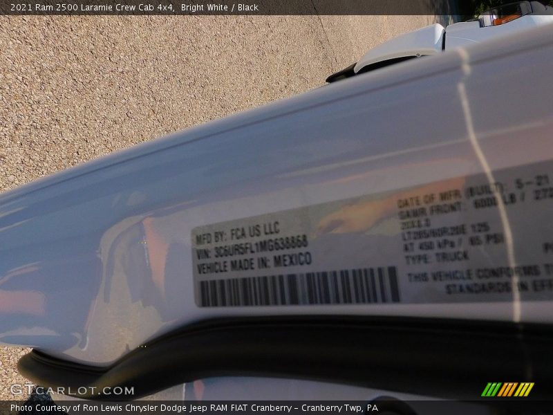 Bright White / Black 2021 Ram 2500 Laramie Crew Cab 4x4