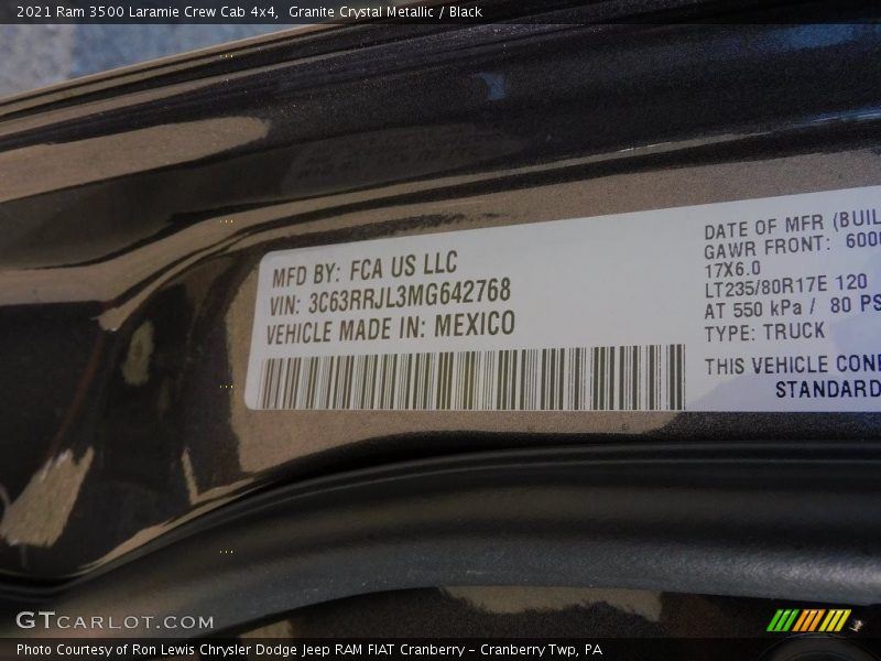 Granite Crystal Metallic / Black 2021 Ram 3500 Laramie Crew Cab 4x4