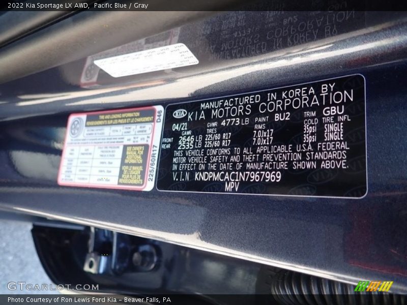 Pacific Blue / Gray 2022 Kia Sportage LX AWD