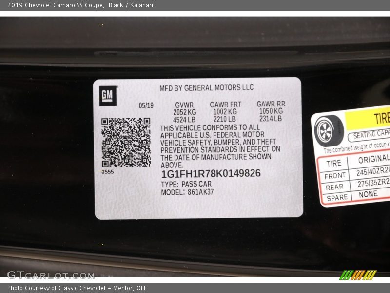 Black / Kalahari 2019 Chevrolet Camaro SS Coupe