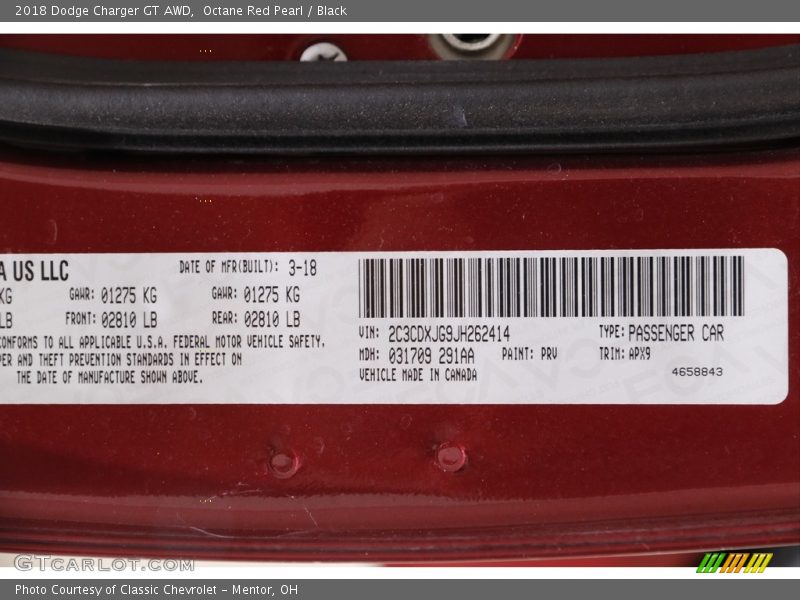 Octane Red Pearl / Black 2018 Dodge Charger GT AWD