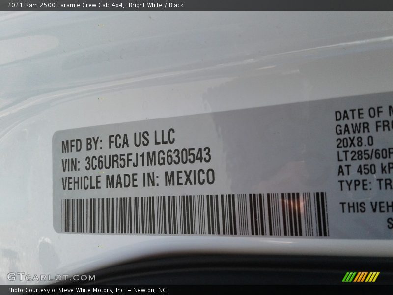 Bright White / Black 2021 Ram 2500 Laramie Crew Cab 4x4