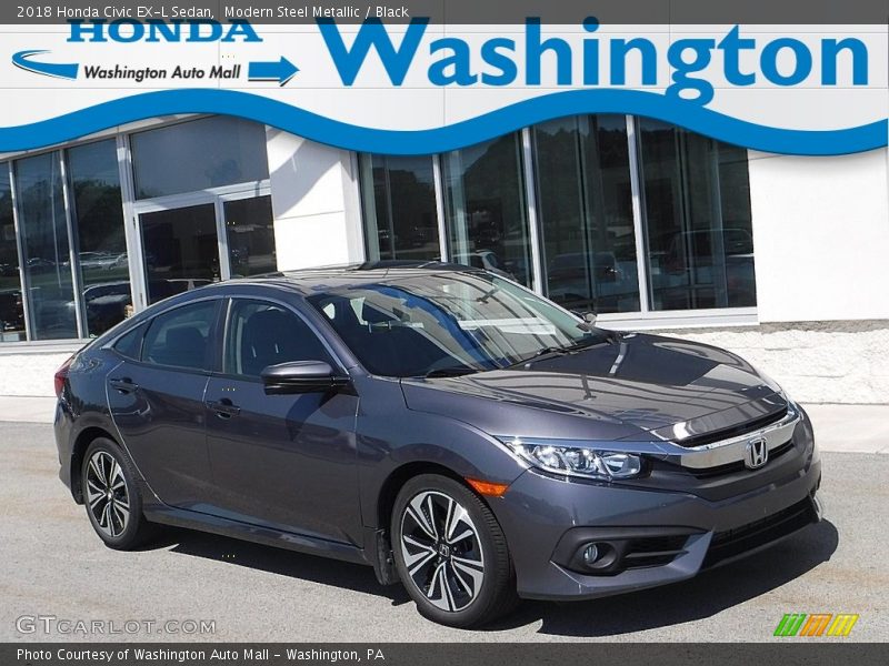 Modern Steel Metallic / Black 2018 Honda Civic EX-L Sedan