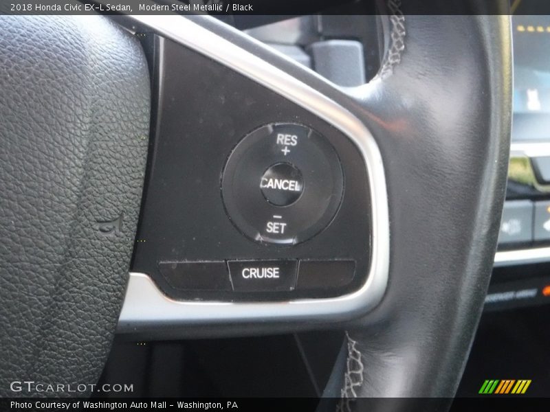 Modern Steel Metallic / Black 2018 Honda Civic EX-L Sedan