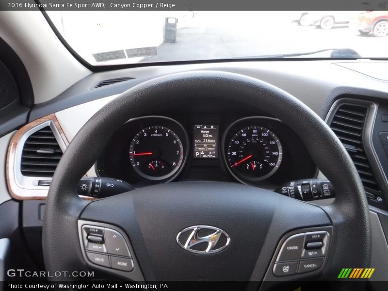 Canyon Copper / Beige 2016 Hyundai Santa Fe Sport AWD