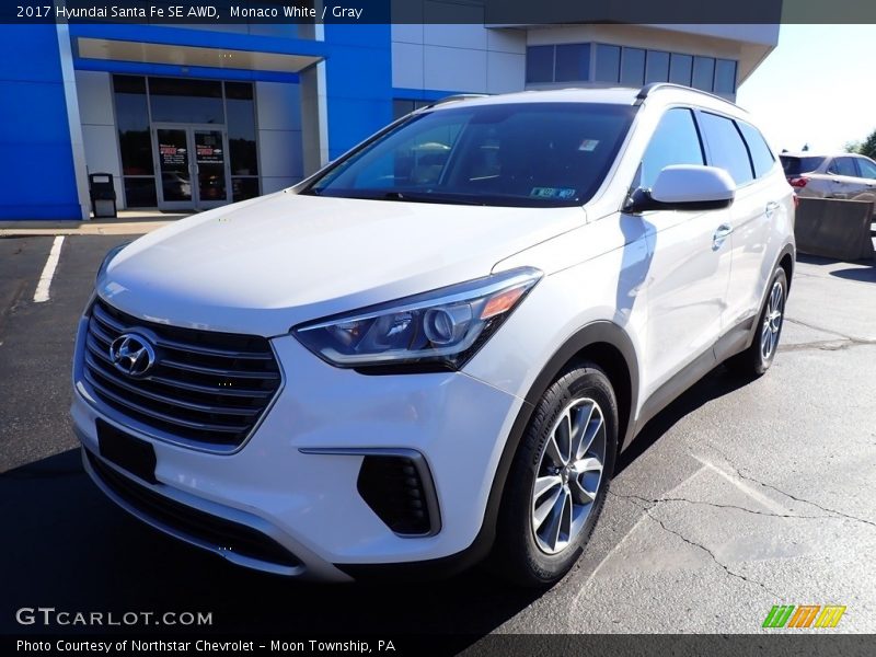 Monaco White / Gray 2017 Hyundai Santa Fe SE AWD