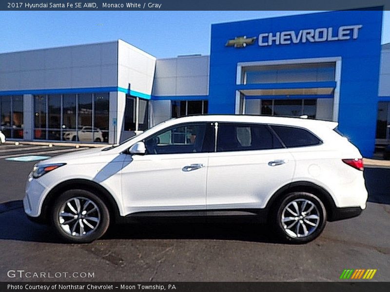 Monaco White / Gray 2017 Hyundai Santa Fe SE AWD