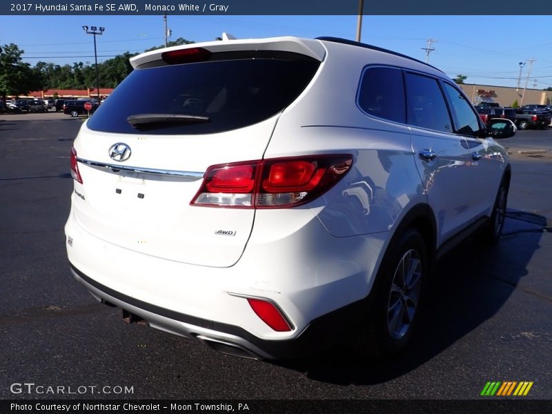 Monaco White / Gray 2017 Hyundai Santa Fe SE AWD