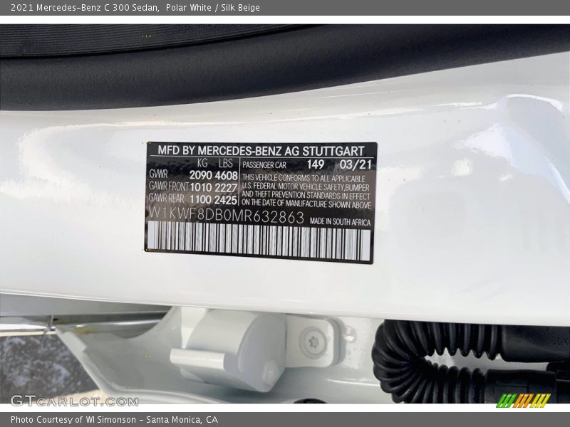Polar White / Silk Beige 2021 Mercedes-Benz C 300 Sedan