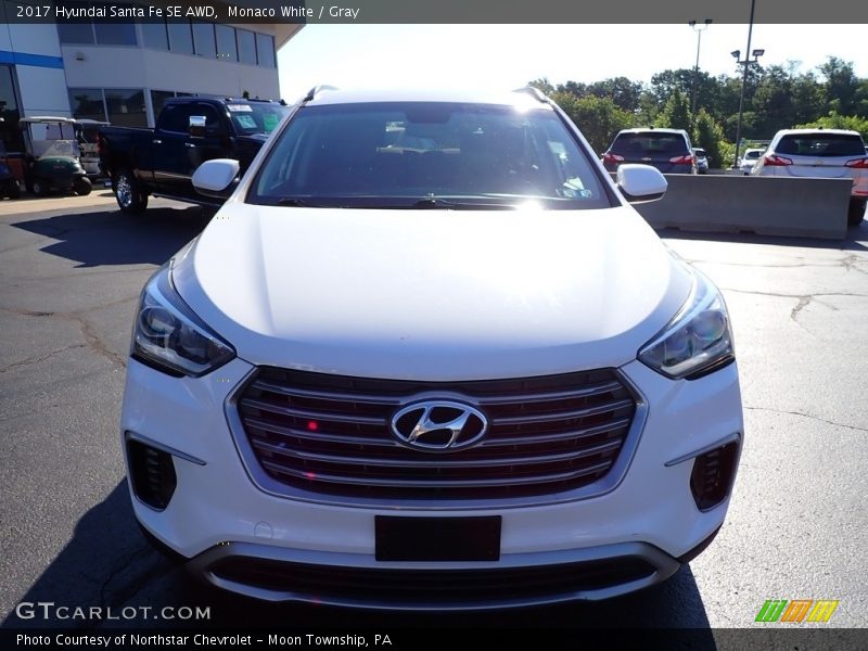 Monaco White / Gray 2017 Hyundai Santa Fe SE AWD