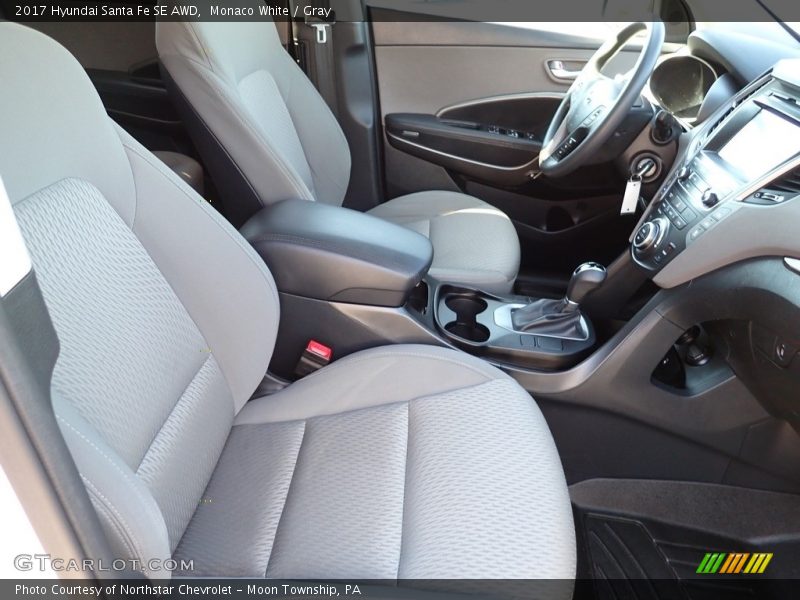 Monaco White / Gray 2017 Hyundai Santa Fe SE AWD