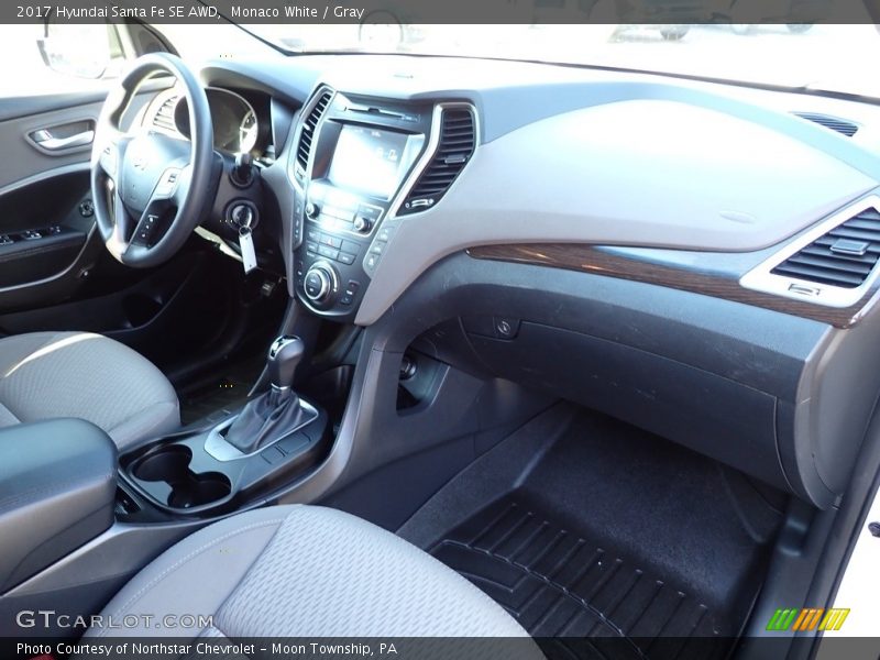 Monaco White / Gray 2017 Hyundai Santa Fe SE AWD