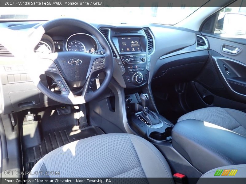 Monaco White / Gray 2017 Hyundai Santa Fe SE AWD