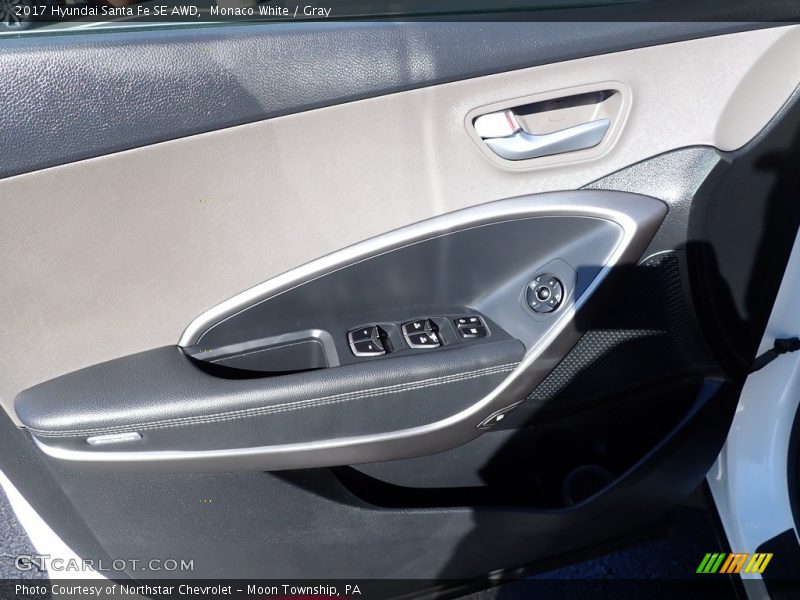 Monaco White / Gray 2017 Hyundai Santa Fe SE AWD