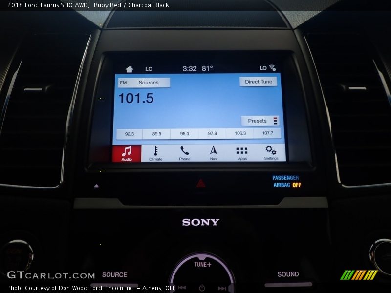Controls of 2018 Taurus SHO AWD