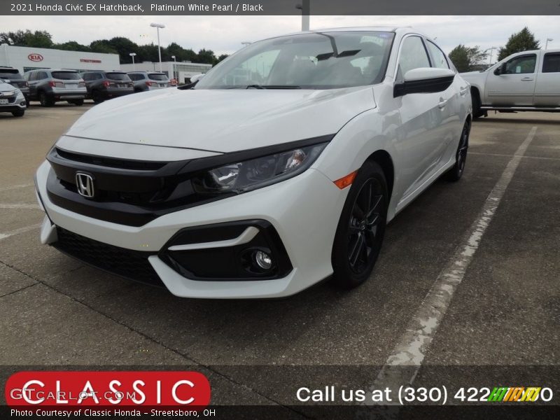 Platinum White Pearl / Black 2021 Honda Civic EX Hatchback
