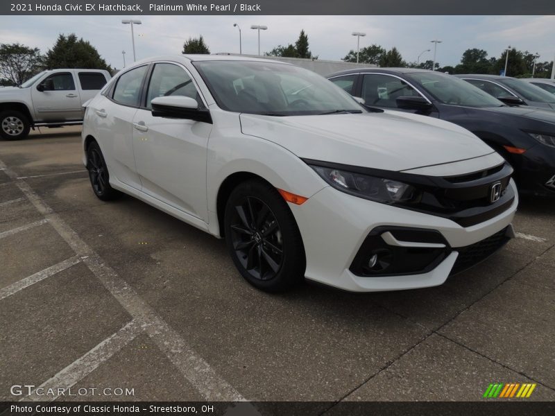Platinum White Pearl / Black 2021 Honda Civic EX Hatchback