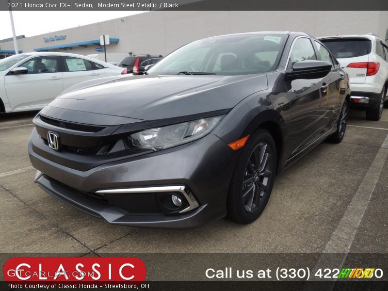 Modern Steel Metallic / Black 2021 Honda Civic EX-L Sedan