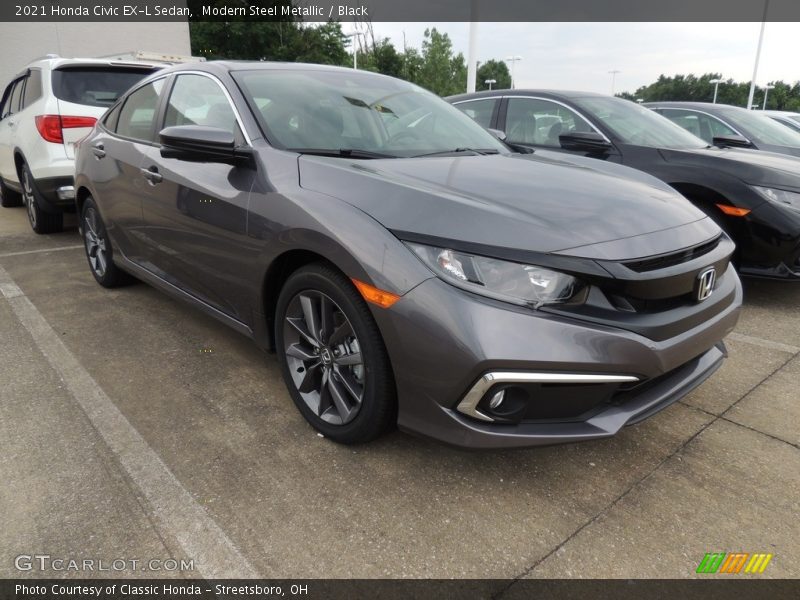 Modern Steel Metallic / Black 2021 Honda Civic EX-L Sedan