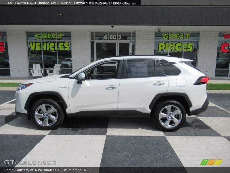 Blizzard White Pearl / Light Gray 2020 Toyota RAV4 Limited AWD Hybrid