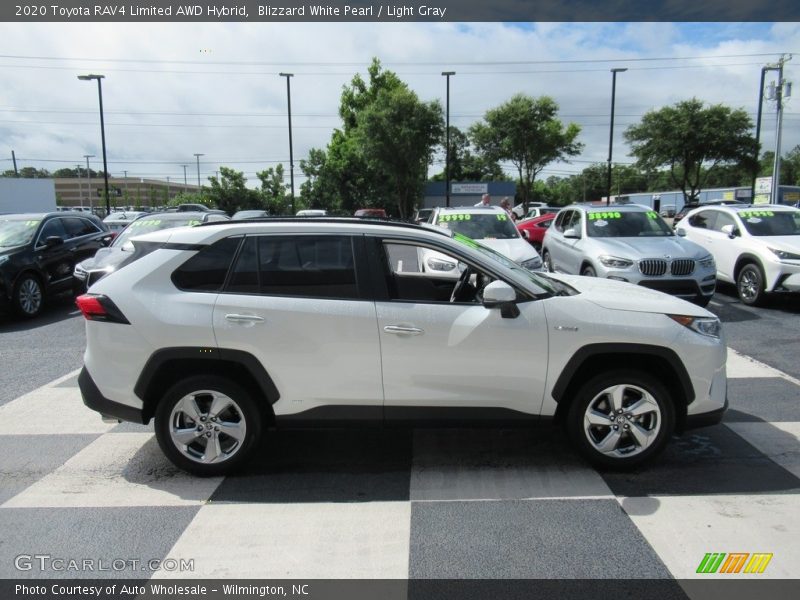Blizzard White Pearl / Light Gray 2020 Toyota RAV4 Limited AWD Hybrid