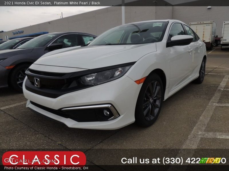 Platinum White Pearl / Black 2021 Honda Civic EX Sedan