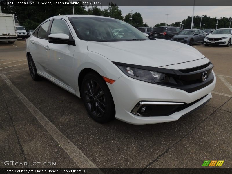 Platinum White Pearl / Black 2021 Honda Civic EX Sedan