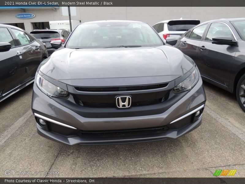 Modern Steel Metallic / Black 2021 Honda Civic EX-L Sedan