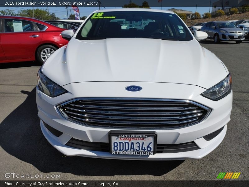 Oxford White / Ebony 2018 Ford Fusion Hybrid SE