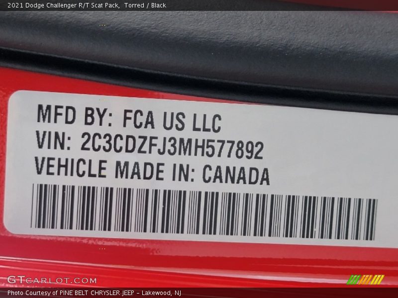 Torred / Black 2021 Dodge Challenger R/T Scat Pack