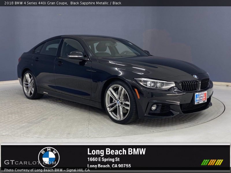 Black Sapphire Metallic / Black 2018 BMW 4 Series 440i Gran Coupe