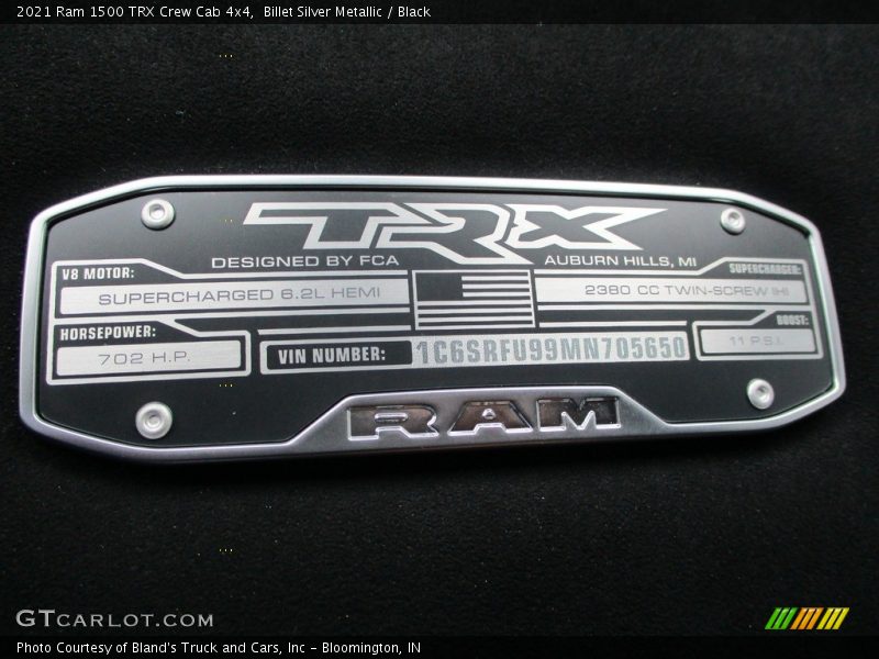 Info Tag of 2021 1500 TRX Crew Cab 4x4