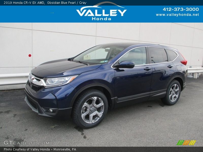 Obsidian Blue Pearl / Gray 2019 Honda CR-V EX AWD
