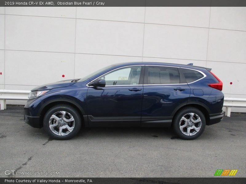 Obsidian Blue Pearl / Gray 2019 Honda CR-V EX AWD