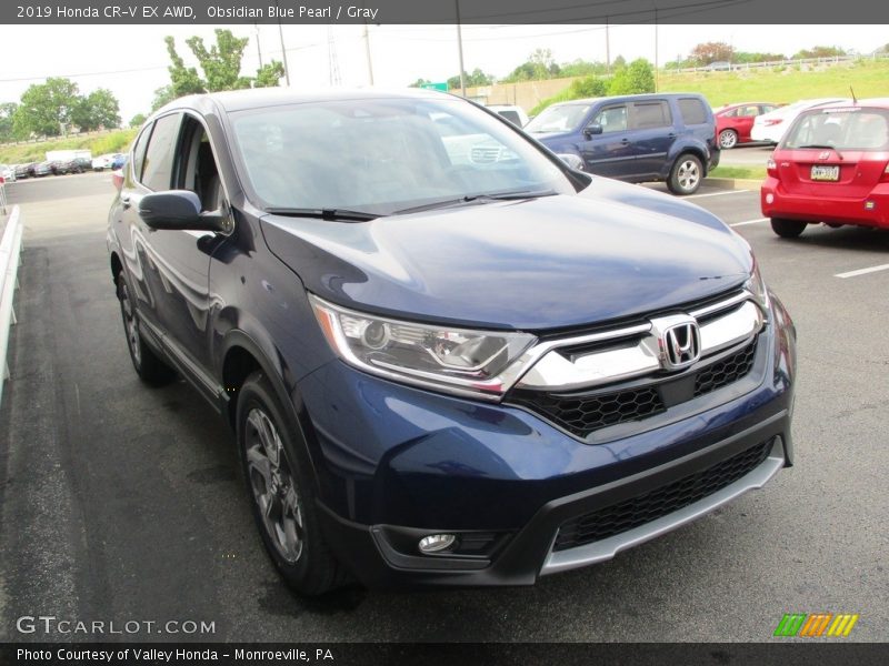 Obsidian Blue Pearl / Gray 2019 Honda CR-V EX AWD