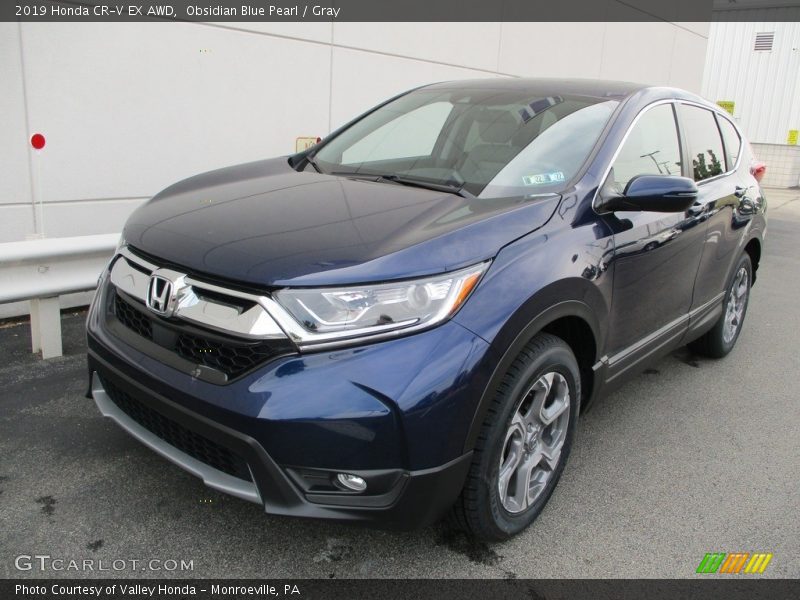 Obsidian Blue Pearl / Gray 2019 Honda CR-V EX AWD