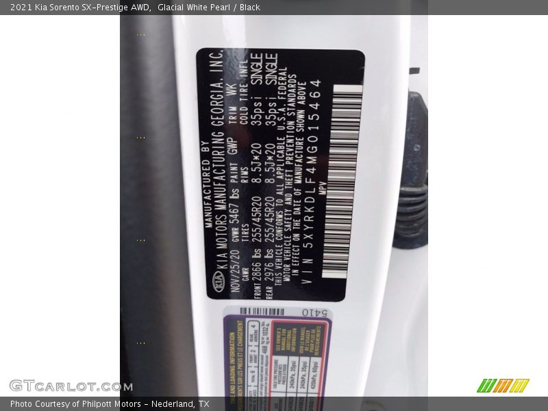 Glacial White Pearl / Black 2021 Kia Sorento SX-Prestige AWD