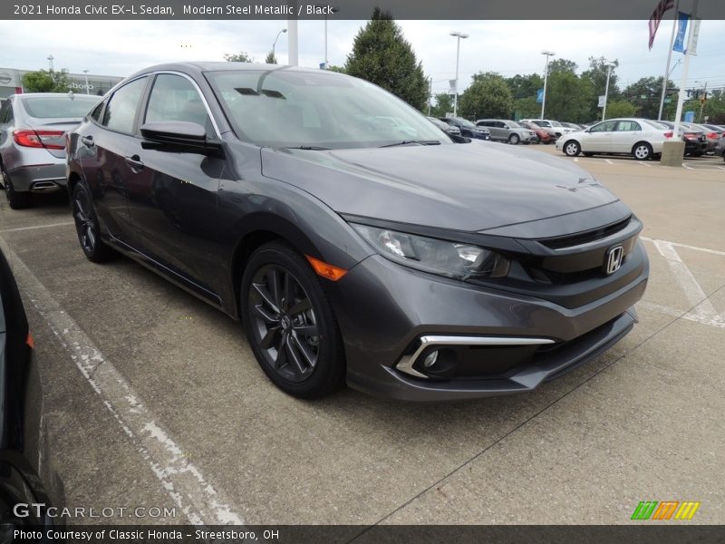 Modern Steel Metallic / Black 2021 Honda Civic EX-L Sedan