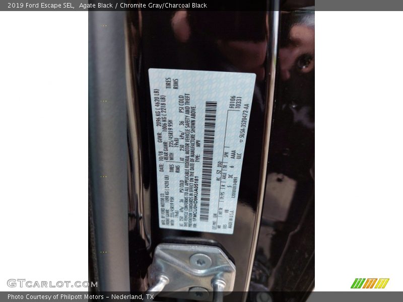Agate Black / Chromite Gray/Charcoal Black 2019 Ford Escape SEL