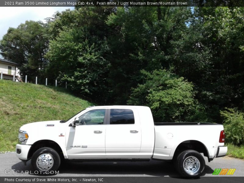 Pearl White / Light Mountain Brown/Mountain Brown 2021 Ram 3500 Limited Longhorn Mega Cab 4x4