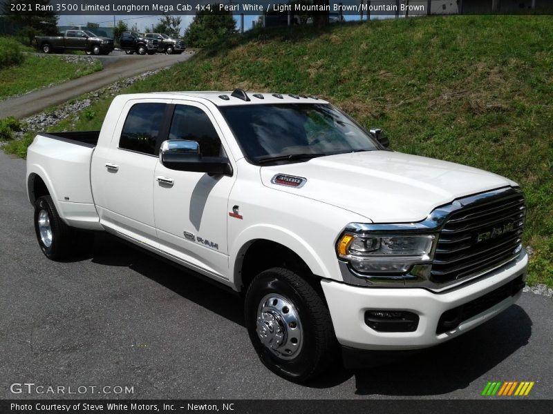 Pearl White / Light Mountain Brown/Mountain Brown 2021 Ram 3500 Limited Longhorn Mega Cab 4x4