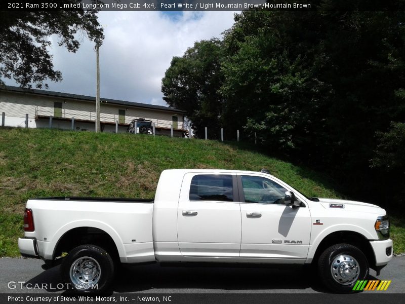 Pearl White / Light Mountain Brown/Mountain Brown 2021 Ram 3500 Limited Longhorn Mega Cab 4x4