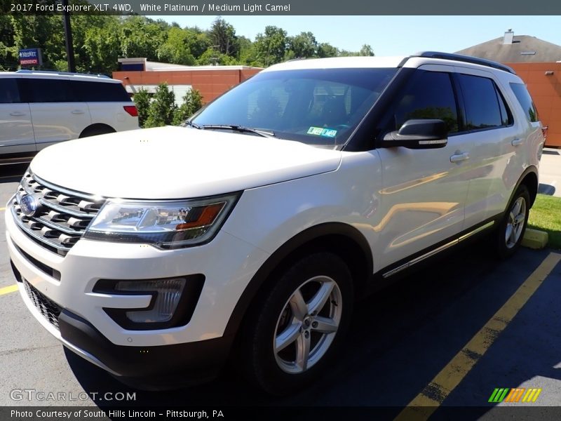 White Platinum / Medium Light Camel 2017 Ford Explorer XLT 4WD